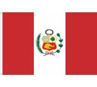 Drapeau du Pérou avec blason. Qualité Satin Premium. Grande taille 150 x 90 cm.