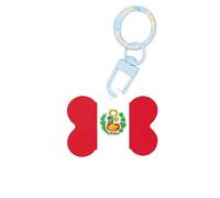 Drapeau du Pérou Impression Mode Dog Tags Acrylique Porte-clés en forme d'os de chien Double face Motif étiquettes pour chiens et chats