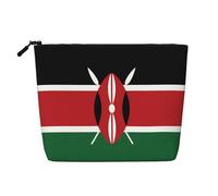 Drapeau du Pérou Imprimé Faux Chanvre Trousse de Maquillage - Organisateur de Toilette de Voyage, Rangement Quotidien, Voyage D'affaires Essentiel, Drapeau du Kenya, Taille unique
