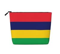 Drapeau du Pérou Imprimé Faux Chanvre Trousse de Maquillage - Organisateur de Toilette de Voyage, Rangement Quotidien, Voyage D'affaires Essentiel, Drapeau de l'île Maurice, Taille unique
