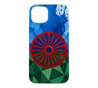 Drapeau du Peuple rom Drapeau Gitane géométrique Patrimoine rom Coque pour iPhone 15 Plus
