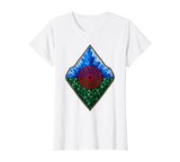 Drapeau du Peuple rom Drapeau Gitane géométrique Patrimoine rom T-Shirt Graphique avec Valeur, Femme, Blanc, XS