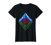 Drapeau du Peuple rom Drapeau Gitane géométrique Patrimoine rom T-Shirt Graphique avec Valeur, Femme, Noir, L
