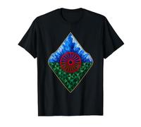 Drapeau du Peuple rom Drapeau Gitane géométrique Patrimoine rom T-Shirt Graphique avec Valeur, Homme, Noir, M