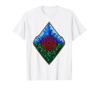 Drapeau du Peuple rom Drapeau Gitane géométrique Patrimoine rom T-Shirt Graphique avec Valeur, Homme, Blanc, M