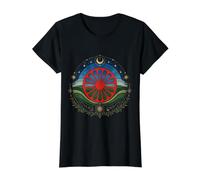 Drapeau du Peuple Romain Vintage Vieilli Culture Gitane T-Shirt Graphique avec Valeur, Femme, Noir, L