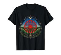Drapeau du Peuple Romain Vintage Vieilli Culture Gitane T-Shirt Graphique avec Valeur, Homme, Noir, L