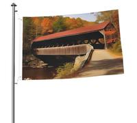 Drapeau du pont couvert d'Albany 2 x 3 pieds, impression recto verso, drapeaux de jardin pour bannière extérieure avec œillets, toile de fond photo pour décoration intérieure et extérieure