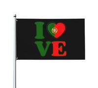 Drapeau du Portugal 3x5 - Panneau « J'aime le Portugal », bannière de jardin avec œillets