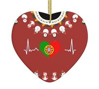 Drapeau du Portugal Battement De Coeur Arbre De Noël Artisanat Bricolage Décoration De Sapin De Noël Céramique Étiquettes Cadeaux avec Ficelle Dorée Boule De Noël