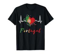 Drapeau du Portugal Heartbeat EKG Pulse Portugal Roots Cœur T-Shirt