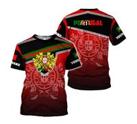 Drapeau du Portugal T-Shirt Respirant T-Shirt De Sport Confortable Tee Shirt Sportswear pour Plage Sport Yoga L