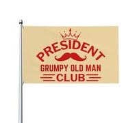 Drapeau du président du club des vieux grincheux 90 x 150 cm - Polyester avec œillets en laiton, décoration extérieure, bannière de jardin