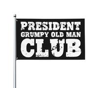 Drapeau du President Grumpy Old Man Club 3x5 - Bannière extérieure hilarante, excellent cadeau pour les retraités