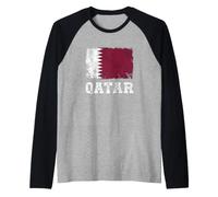 Drapeau du Qatar Aspect Vieilli Vintage du Qatar Manche Raglan