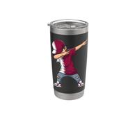 Drapeau du Qatar avec inscription « Dabbing Boy » Gobelet isotherme en acier inoxydable double paroi