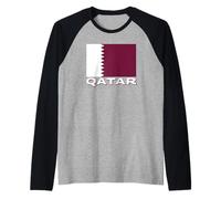 Drapeau du Qatar Patriotique Hommes Femmes Enfants Qatari Manche Raglan