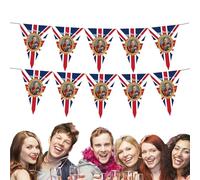 Drapeau du roi Charles Union Jack 2,5 m en polyester, décoration commémorative pour fêtes de rue, affichage à la maison et événements nationaux