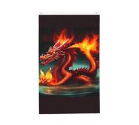 Drapeau du Roi Dragon dans le feu, 0,9 x 1,5 m. Imprimé double face, vertical, tissu 100 % polyester, couleurs vives et durables.