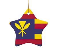 Drapeau du Royaume d'Hawaï en céramique à suspendre, décoration à suspendre, étoile de Noël en céramique, pendentif en forme de cœur pour sapin de Noël