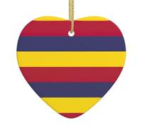 Drapeau du royaume d'Hawaï en céramique double face en forme de cœur Décoration de Noël festive pour la maison