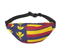 Drapeau du Royaume d'Hawaï Garçons Sac Banane Bandoulière Grand Sac de Voyage Tendance pour Sports, Course, Cyclisme, Voyage, Pêche, Noir, Taille Unique
