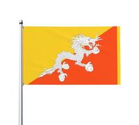 Drapeau du Royaume du Bhoutan. Drapeau de jardin extérieur 0,9 x 1,5 m, bannière en polyester imprimé vif, facile à accrocher pour terrasse, fête, camping