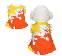 Drapeau du Royaume du Bhoutan Robe à volants sans manches respirante pour petit chien chat Taille S