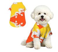 Drapeau du Royaume du Bhoutan S Chemise hawaïenne pour petits chiens - Tenue d'été mignonne pour la plage pour chiot - Vêtement doux et respirant avec boutons