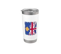 Drapeau du Royaume-Uni du Kosovo Patrimoine britannique du Kosovo Gobelet isotherme en acier inoxydable double paroi