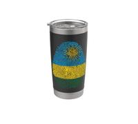 Drapeau du Rwanda Empreinte digitale Patrimoine Ancestry Traditions Gobelet isotherme en acier inoxydable double paroi