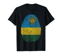 Drapeau du Rwanda Empreinte Digitale Patrimoine Ancestry Traditions T-Shirt