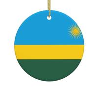 Drapeau du Rwanda en céramique rond avec impression double face pour décoration de vacances souvenir