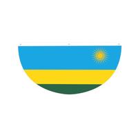 Drapeau du Rwanda en demi-cercle à suspendre pour l'extérieur | 1 bannière imperméable et durable à 3 œillets pour porche, clôture et balcon. Événements patriotiques de la fête nationale