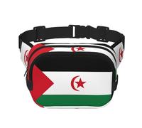 Drapeau du Sahara occidental carré double couche sac banane sac bandoulière / sangle de poitrine réglable, pour voyage, entraînement, course à pied, imprimé avec
