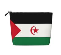 Drapeau du Sahara Occidental Faux Chanvre Trousse de Maquillage Grande Capacité Organisateur de Voyage pour Voyage d'affaires et Usage quotidien