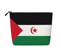 Drapeau du Sahara Occidental Organisateur de Toilette Polyvalent : Faux Chanvre Trousse de Maquillage Trousse de Toilette Voyage Trousse de Toilette Cosmétique Maquillage Accessoires Pochette