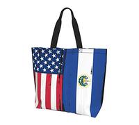 Drapeau du Salvador et des États-Unis Sac fourre-tout pour femme, sacs fourre-tout pour femme, sac fourre-tout étanche pour professeur, salle de sport, travail, école avec poche intérieure