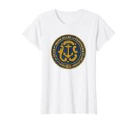 Drapeau du Sceau de l'État de l'île Rhode T-Shirt Graphique avec Valeur, Femme, Blanc, XS