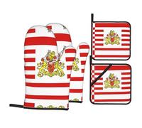 Drapeau du Sénat de Brême, cet ensemble unique de gants de cuisine et maniques imprimés est une combinaison attrayante, avec un polyester résistant à l'eau et un tissu isolant thermique.