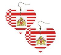 Drapeau du Sénat de Brême Imprimés Boucles d'oreilles élégantes en forme de cœur légères Accessoires pour femme Parfait pour les fêtes et la Saint-Valentin.