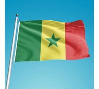 Drapeau du Sénégal 150 x 90 cm avec 2 œillets Métalliques Grand Drapeau National Sénégalais Flag Senegal Fanion Tissue Parfait Pour Les Festivals, Manif, Decoration Extérieur du Jardin Défilé