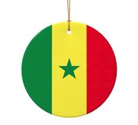 Drapeau du Sénégal - Décoration de Noël circulaire en céramique pour sapin - Idée cadeau unique