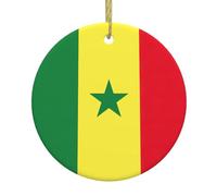 Drapeau du Sénégal Décorations de Noël en céramique Rond Adornos de Navidad pour votre sapin de Noël Décoration de mariage