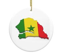 Drapeau du Sénégal - Décorations de Noël rondes en céramique - Adornos de Navidad pour votre sapin de Noël, décoration de mariage