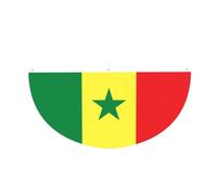 Drapeau du Sénégal en demi-cercle à suspendre pour l'extérieur | 1 bannière imperméable et durable à 3 œillets pour porche, clôture et balcon. Événements patriotiques de la fête nationale