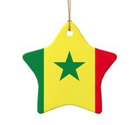 Drapeau du Sénégal Étoile Céramique Décoration de Noël pour un thème traditionnel ou vintage