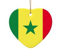 Drapeau du Sénégal Étoile Céramique Décoration de Noël pour un thème traditionnel ou vintage