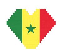 Drapeau du Sénégal Impression Art Brique Puzzle en Forme de Cœur Bricolage Bricolage Blocs de Construction Ensemble 3D Puzzle Décoration Maison 82 Pièces