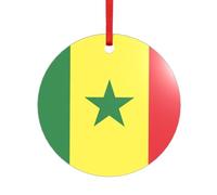 Drapeau du Sénégal Imprimé Cœur Rond Acrylique Accessoires festifs Ornement pour Noël Multi Scène Décorations Cadeaux